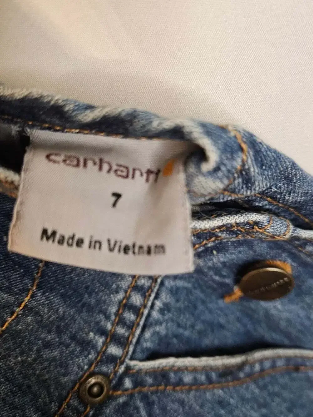 Carhartt Master Cloth Denim Overalls Size Youth 7 Blue Jeans Workwear